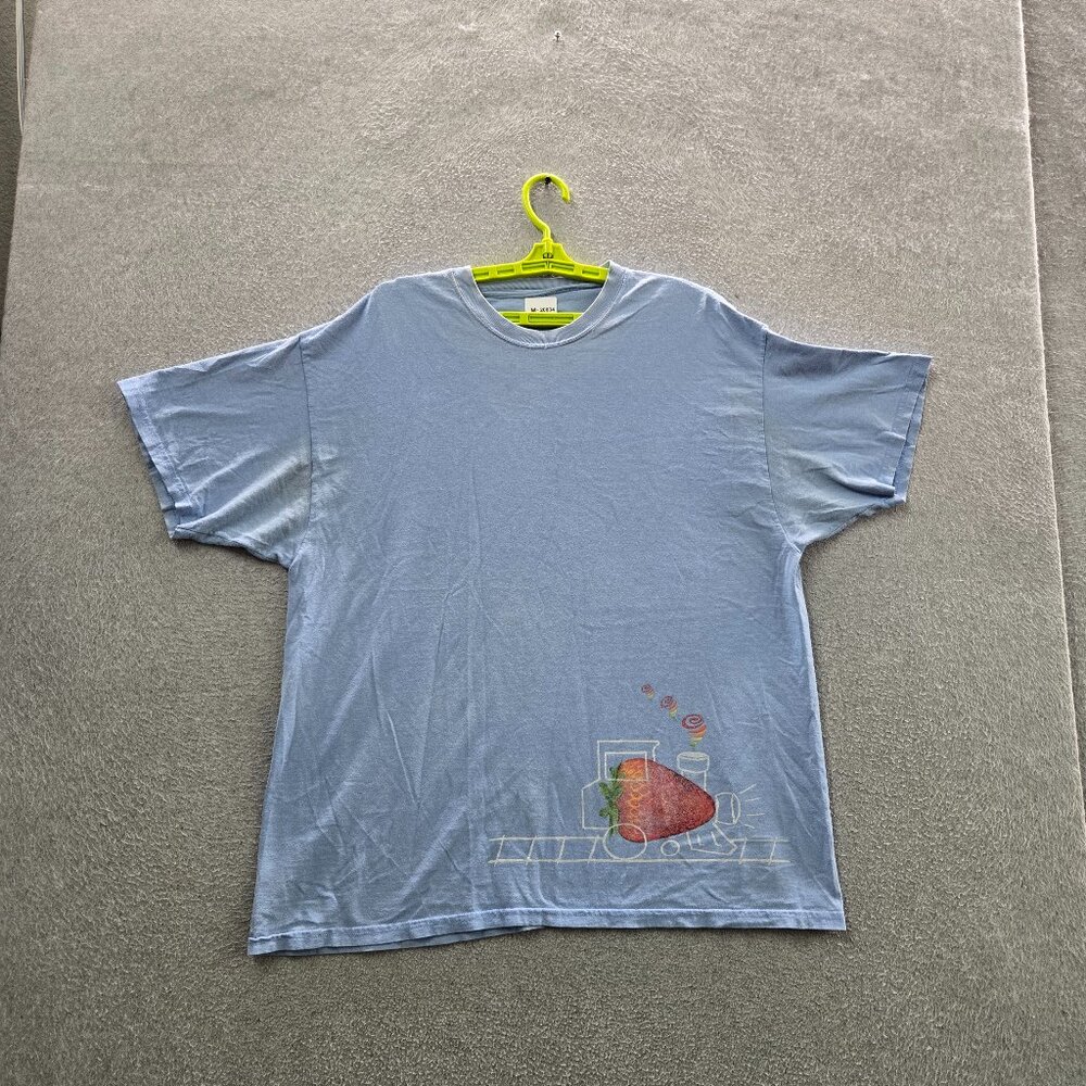 VINTAGE Jamba Juice Men Shirt XL Light Blue Graphic Logo Short Sleeve